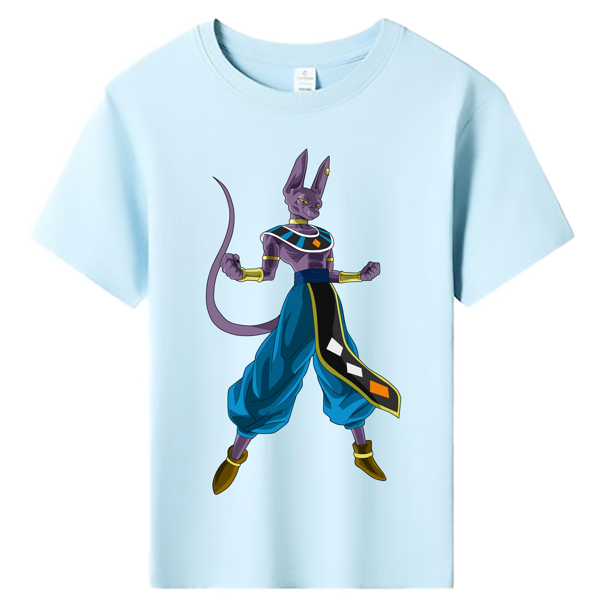 （画像用） ドラゴンボール ビルス 破壊神ビルス DRAGON BALL Beerus Birusu 綿100％キッズTシャツ（フロントプリント）